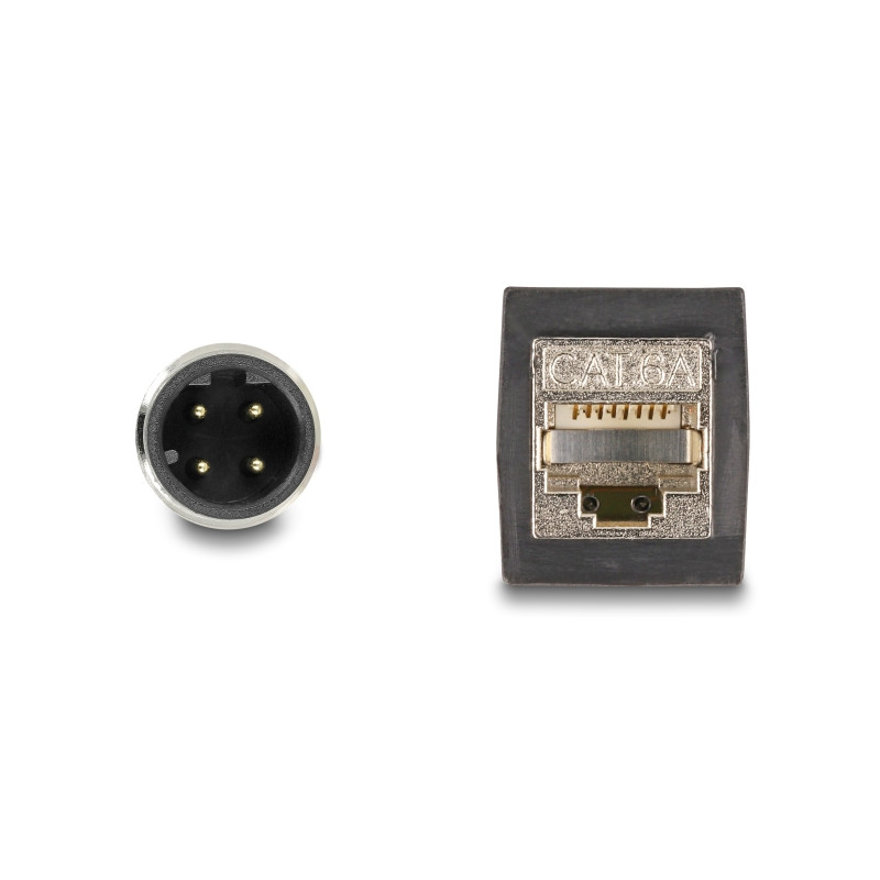 Delock M12 Kabel D-kodiert 4 Pin Stecker zu RJ45 Buchse PUR (TPU) 0,5 m