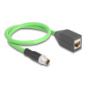 Delock M12 Kabel X-kodiert 8 Pin Stecker zu RJ45 Buchse PUR (TPU) 0,5 m