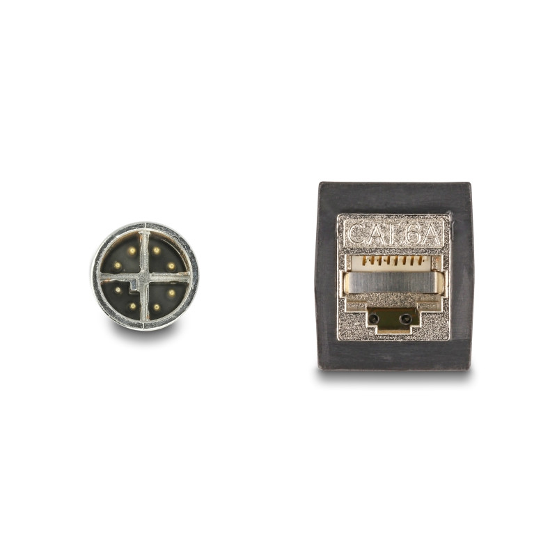 Delock M12 Kabel X-kodiert 8 Pin Stecker zu RJ45 Buchse PUR (TPU) 0,5 m