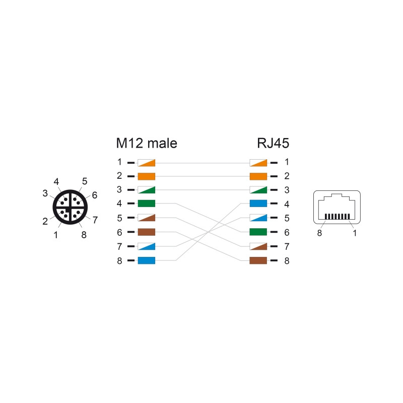 Delock M12 Kabel X-kodiert 8 Pin Stecker zu RJ45 Buchse PUR (TPU) 0,5 m