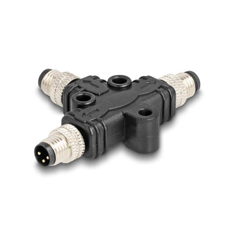 Delock M8 T-Splitter A-kodiert 3 Pin 1 x Stecker zu 2 x Stecker Parallelschaltung