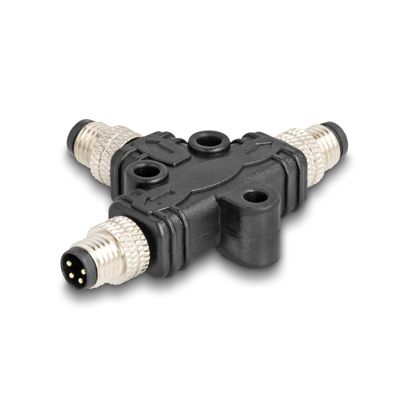 Delock M8 T-Splitter A-kodiert 4 Pin 1 x Stecker zu 2 x Stecker Parallelschaltung