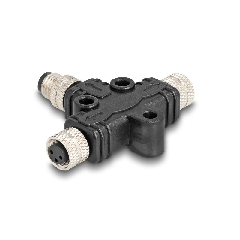 Delock M8 T-Splitter A-kodiert 3 Pin 1 x Stecker zu 2 x Buchse Parallelschaltung