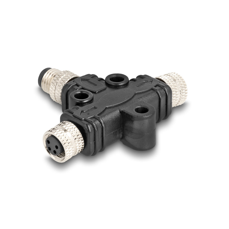 Delock M8 T-Splitter A-kodiert 4 Pin 1 x Stecker zu 2 x Buchse Parallelschaltung