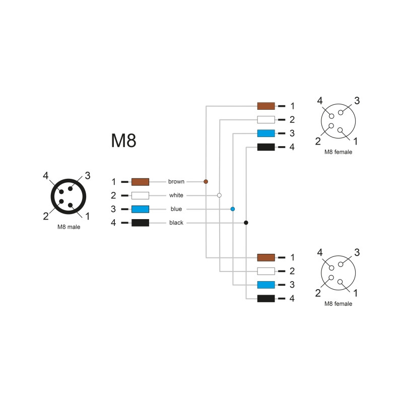 Delock M8 T-Splitter A-kodiert 4 Pin 1 x Stecker zu 2 x Buchse Parallelschaltung