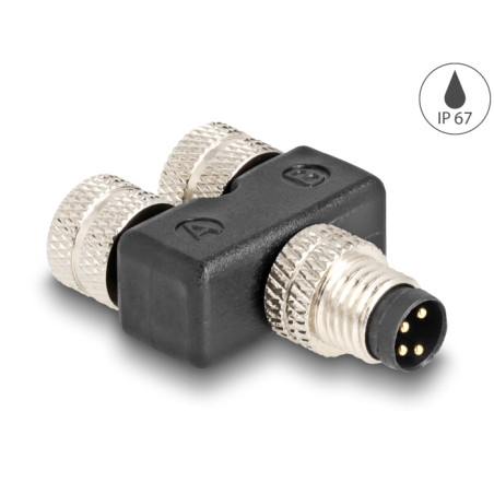 Delock M8 Y-Splitter A-kodiert 4 Pin 1 x Stecker zu 2 x Buchse Parallelschaltung