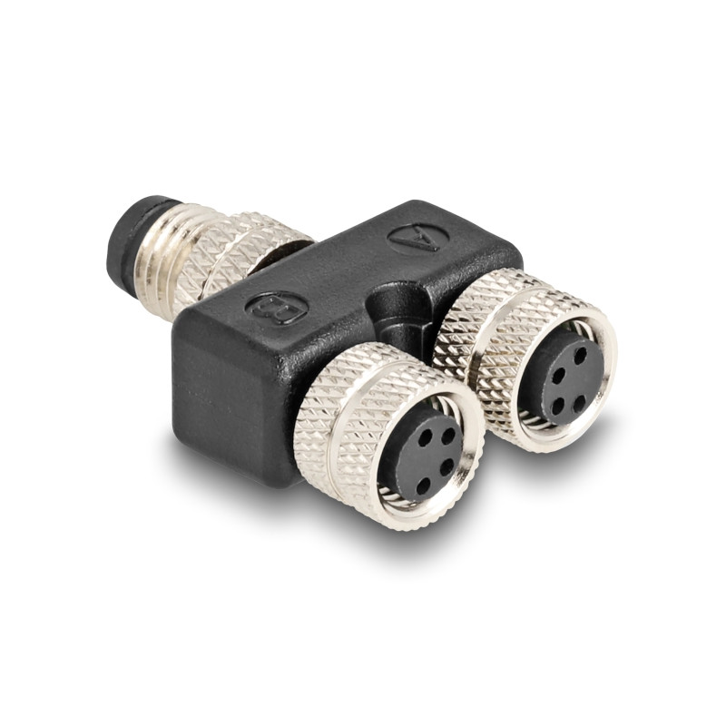 Delock M8 Y-Splitter A-kodiert 4 Pin 1 x Stecker zu 2 x Buchse Parallelschaltung