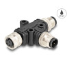 Delock M12 T-Splitter A-kodiert 4 Pin 1 x Stecker zu 1 x Stecker und 1 x Buchse Parallelschaltung