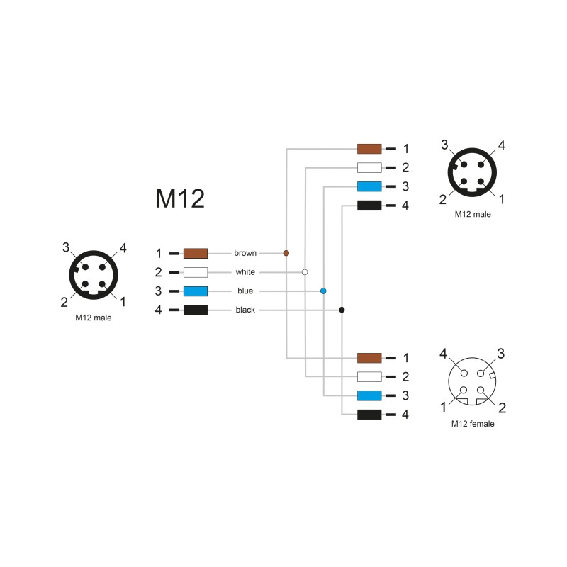 Delock M12 T-Splitter A-kodiert 4 Pin 1 x Stecker zu 1 x Stecker und 1 x Buchse Parallelschaltung