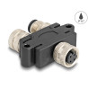 Delock M12 Y-Splitter A-kodiert 4 Pin 1 x Buchse zu 1 x Stecker und 1 x Buchse Parallelschaltung