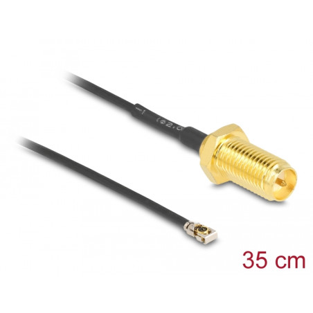 Delock Antennenkabel RP-SMA Buchse zum Einbau zu I-PEX Inc., MHF® 4L LK Stecker 1.37 35 cm Gewindelänge 10 mm