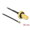 Delock Antennenkabel RP-SMA Buchse zum Einbau zu I-PEX Inc., MHF® 4L LK Stecker 1.37 35 cm Gewindelänge 10 mm spritzwassergeschü