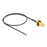 Delock Antennenkabel RP-SMA Buchse zum Einbau zu I-PEX Inc., MHF® 4L LK Stecker 1.37 35 cm Gewindelänge 10 mm spritzwassergeschü