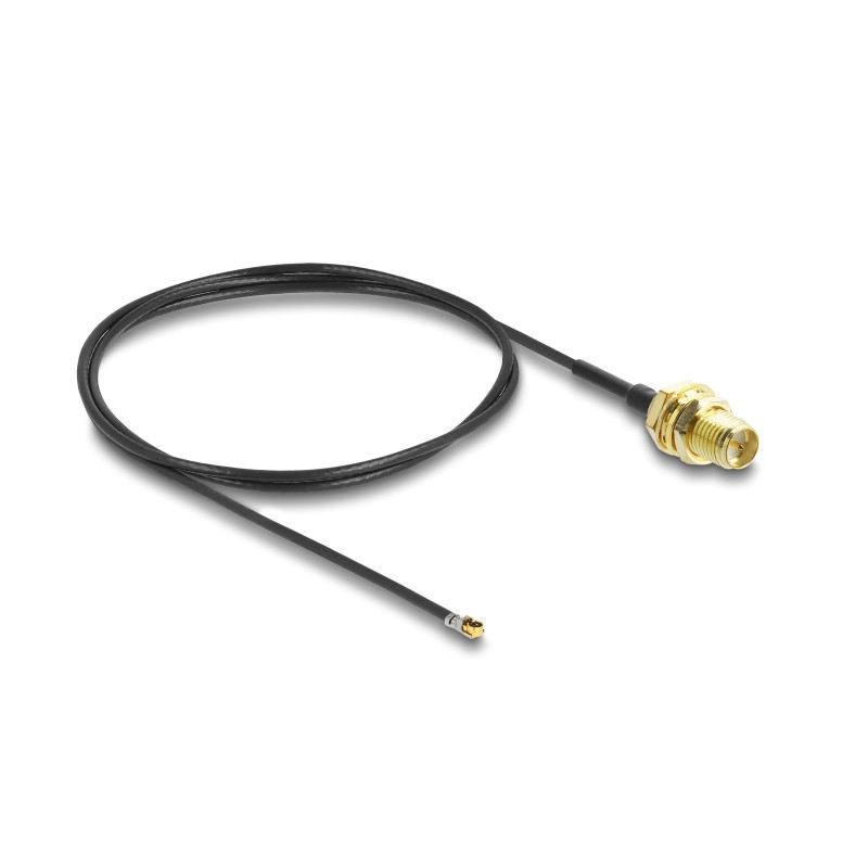 Delock Antennenkabel RP-SMA Buchse zum Einbau zu I-PEX Inc., MHF® 4L LK Stecker 1.37 50 cm Gewindelänge 10 mm