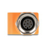 Delock M12 Adapter A-kodiert 8 Pin Buchse zu RJ45 Buchse Cat.5e mit Befestigungsloch gerade orange