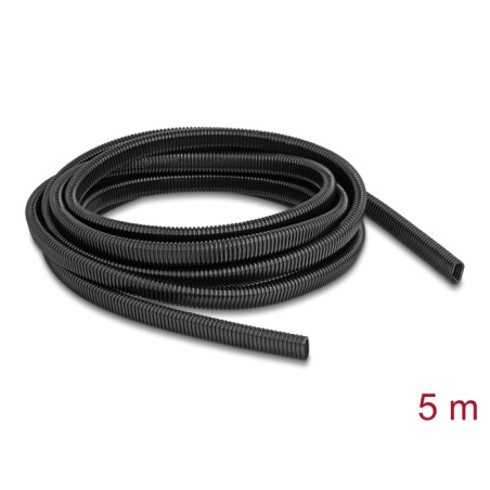 Delock Kunststoff Kabelschutzschlauch in Ovalform flexibel 13,6 x 6,3 mm - Länge 5 m schwarz