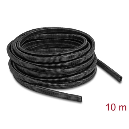 Delock Kunststoff Kabelschutzschlauch in Ovalform flexibel 13,6 x 6,3 mm - Länge 10 m schwarz