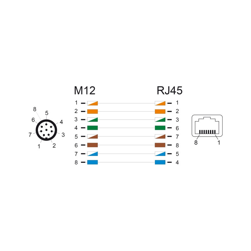 Delock M12 Kabel A-kodiert 8 Pin Stecker zu RJ45 Buchse PVC 0,5 m