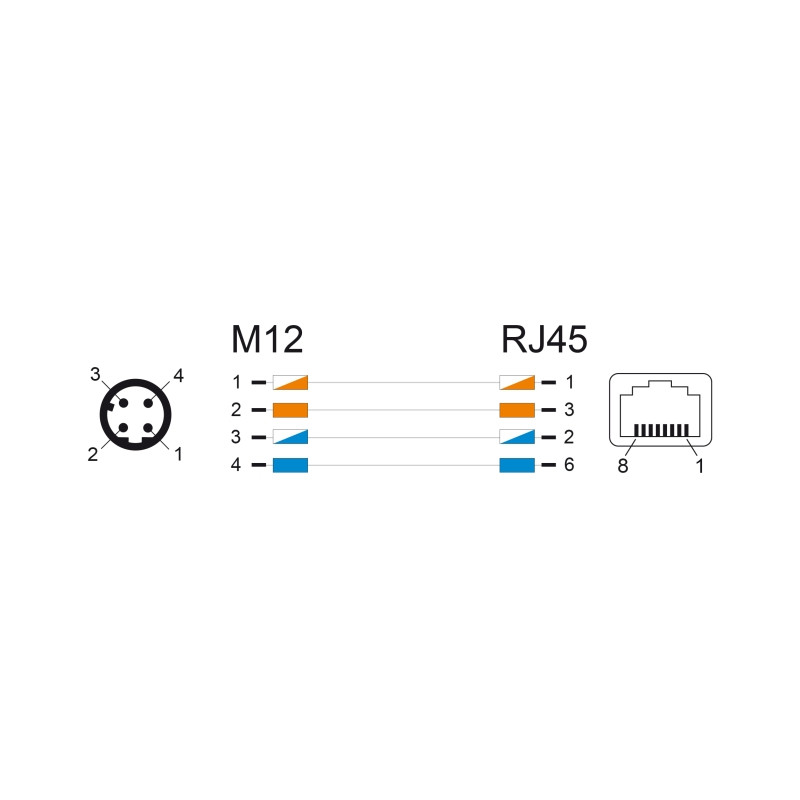 Delock M12 Kabel D-kodiert 4 Pin Stecker zu RJ45 Buchse PVC 0,5 m