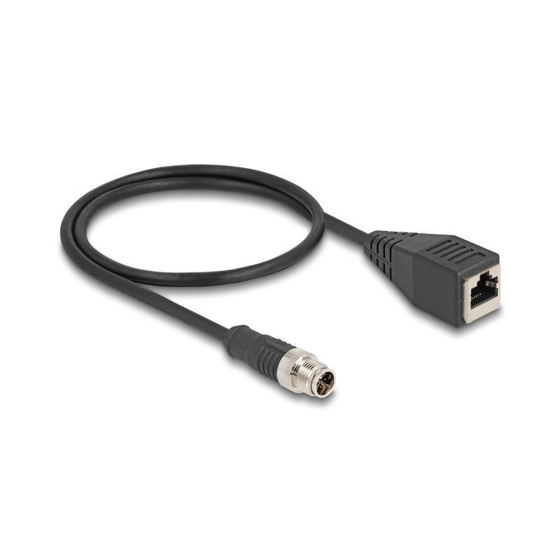 Delock M12 Kabel X-kodiert 8 Pin Stecker zu RJ45 Buchse PVC 0,5 m