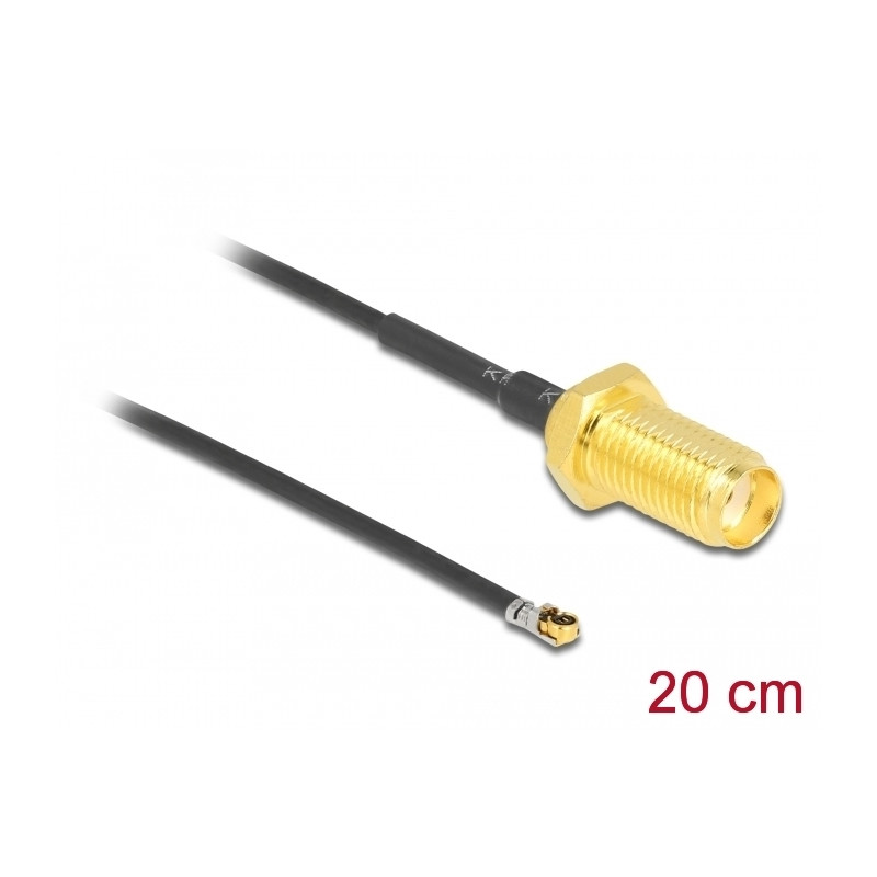Delock Antennenkabel SMA Buchse zum Einbau zu I-PEX Inc., MHF® 4L LK Stecker 1.37 20 cm Gewindelänge 10 mm