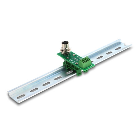 Delock M12 Übergabemodul Adapter A-kodiert 4 Pin Buchse zu 5 Pin Terminalblock für Hutschiene