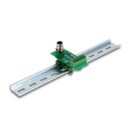 Delock M12 Übergabemodul Adapter A-kodiert 8 Pin Buchse zu 9 Pin Terminalblock für Hutschiene