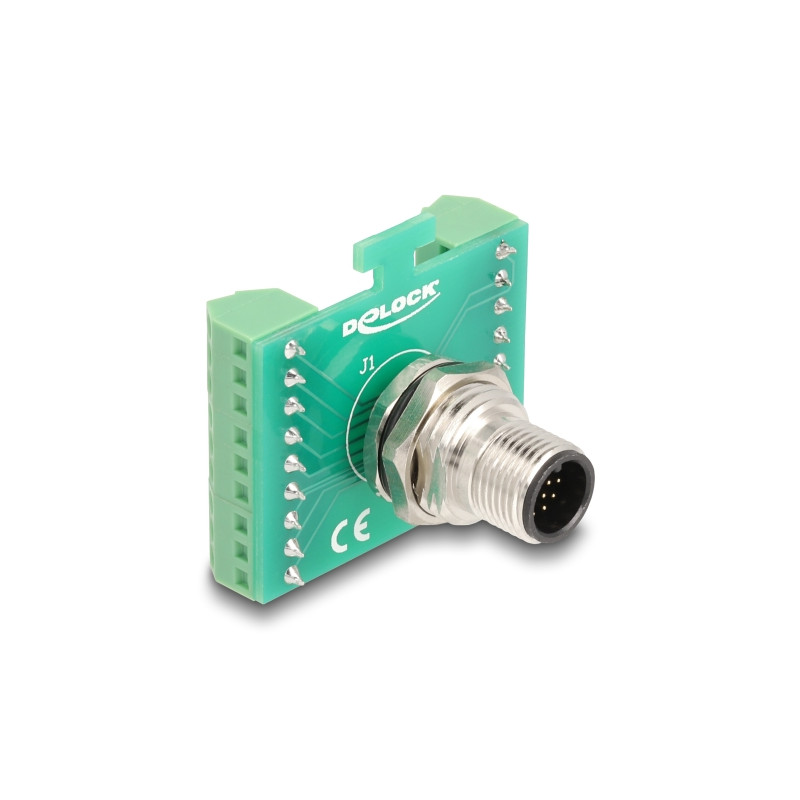 Delock M12 Übergabemodul Adapter A-kodiert 17 Pin Stecker zu 18 Pin Terminalblock zum Einbau