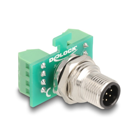 Delock M12 Übergabemodul Adapter A-kodiert 8 Pin Stecker zu 9 Pin Terminalblock zum Einbau