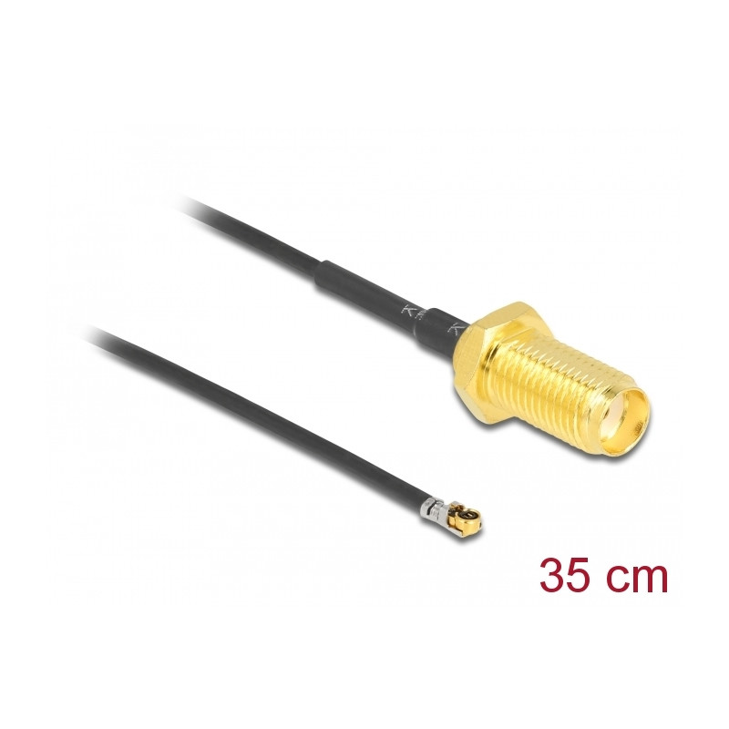 Delock Antennenkabel SMA Buchse zum Einbau zu I-PEX Inc., MHF® 4L LK Stecker 1.37 35 cm Gewindelänge 10 mm