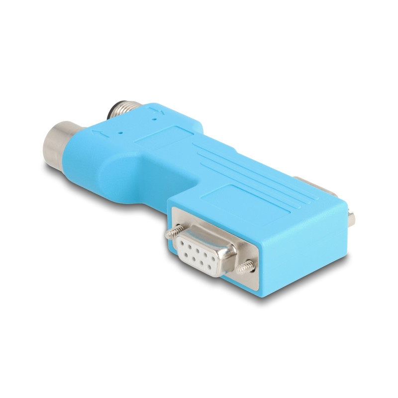 Delock D-Sub 9 Stecker und Buchse zu M12 Stecker und Buchse A-kodiert 5 pin CAN Bus Verteiler 90° blau