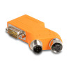 Delock D-Sub 9 Stecker und Buchse zu M12 Stecker und Buchse A-kodiert 5 pin CAN Bus Verteiler 35° orange