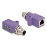 Delock M12 Adapter D-kodiert 4 Pin Stecker zu RJ45 Buchse Cat.5e mit Befestigungsloch gerade violett