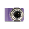 Delock M12 Adapter D-kodiert 4 Pin Stecker zu RJ45 Buchse Cat.5e mit Befestigungsloch gerade violett