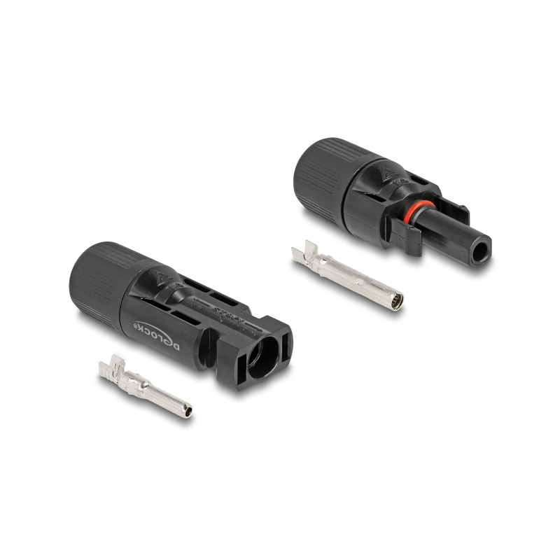 Delock DL4 Solar Steckverbinder für Kabel zum Crimpen, Stecker und Buchse, schwarz 2 Stück