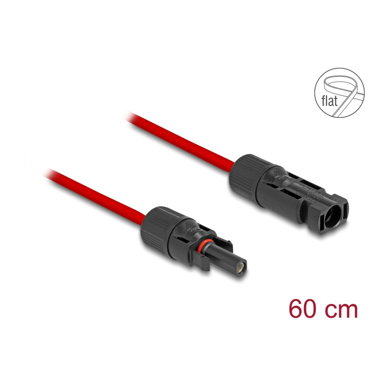 Delock DL4 Solar Flachbandkabel Stecker zu Buchse 60 cm rot