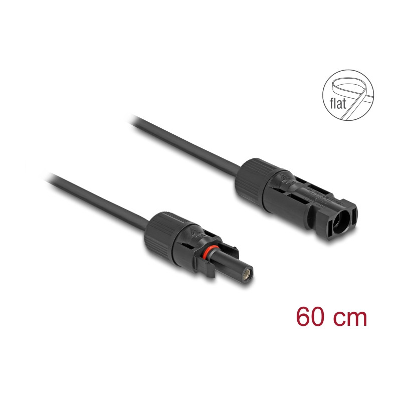 Delock DL4 Solar Flachbandkabel Stecker zu Buchse 60 cm schwarz