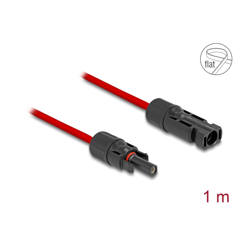 Delock DL4 Solar Flachbandkabel Stecker zu Buchse 1 m rot