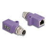 Delock M12 Adapter D-kodiert 4 Pin Buchse zu RJ45 Buchse Cat.5e mit Befestigungsloch gerade violett