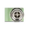 Delock M12 Adapter X-kodiert 8 Pin Stecker zu RJ45 Buchse Cat.5e mit Befestigungsloch gerade grün