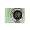 Delock M12 Adapter X-kodiert 8 Pin Buchse zu RJ45 Buchse Cat.5e mit Befestigungsloch gerade grün