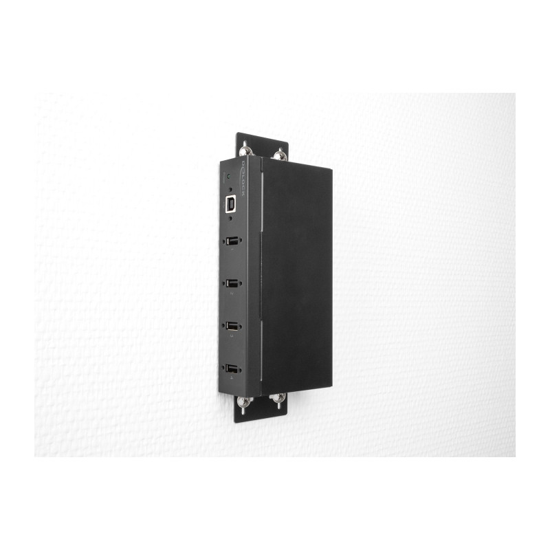 Delock Industrie Hub 4 x USB 2.0 Typ-A mit 15 kV ESD Schutz und Hutschienenbefestigung