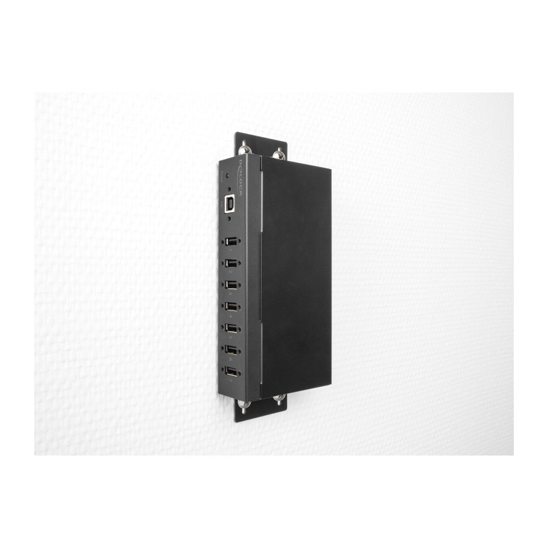 Delock Industrie Hub 7 x USB 2.0 Typ-A mit 15 kV ESD Schutz und Hutschienenbefestigung