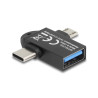 Delock Adapter USB 10 Gbps 2 in 1 USB-A Buchse zu USB Type-C™ Stecker + USB Micro-B Stecker OTG