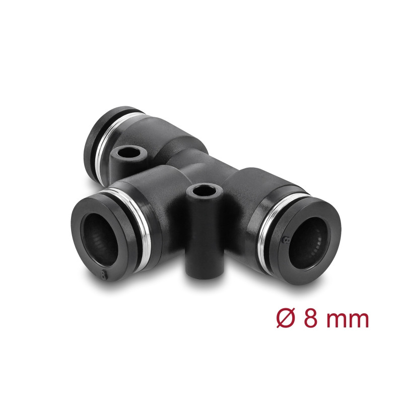 Delock Steckverbinder Pneumatik / Pneumatik Schnellsteckverbinder 8 mm mit zwei Befestigungslöchern T-Form