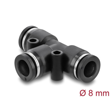 Delock Steckverbinder Pneumatik / Pneumatik Schnellsteckverbinder 8 mm mit zwei Befestigungslöchern T-Form