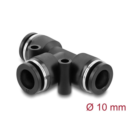 Delock Steckverbinder Pneumatik / Pneumatik Schnellsteckverbinder 10 mm mit zwei Befestigungslöchern T-Form