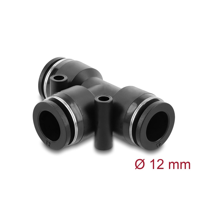 Delock Steckverbinder Pneumatik / Pneumatik Schnellsteckverbinder 12 mm mit zwei Befestigungslöchern T-Form