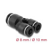 Delock Steckverbinder Pneumatik / Pneumatik Schnellsteckverbinder 2 x 8 mm zu 1 x 10 mm mit Befestigungsloch Y-Form