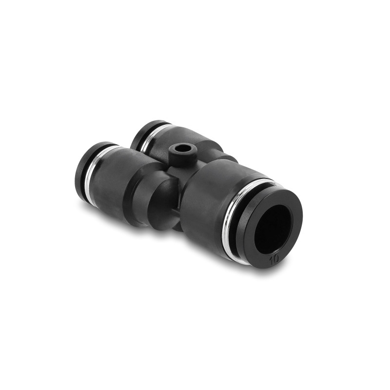 Delock Steckverbinder Pneumatik / Pneumatik Schnellsteckverbinder 2 x 8 mm zu 1 x 10 mm mit Befestigungsloch Y-Form